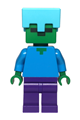 Zombie with dark purple legs wearing a medium azure helmet - min174
