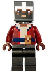 Hero Minifigure - Minecraft hero with a dark red torso and pearl dark gray legs - min181