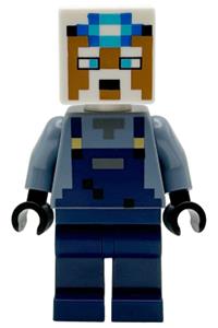 Miner Minifigure - Miner wearing dark blue overalls - min219