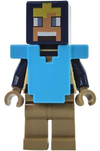 Minecraft Hero Minifigure - Hero with a tan torso, dark tan legs and medium azure armor - min232