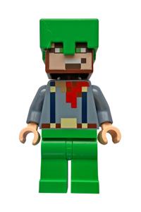 Minecraft Hero Minifigure - Hero with a sand blue torso, bright green legs and a bright green helmet - min248