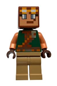 Minecraft Hero Minifigure - Hero with dark green torso, dark tan legs and bright light orange goggles - min249