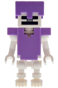 Minecraft Skeleton Minifigure - Minecraft skeleton wearing medium lavender armor and a matching helmet - min253