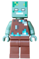 Drowned zombie in dark brown, dark turquoise, green, sand green and white wearing a medium azure pixelated vest - min281