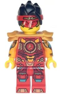 Monkie Kid Minifigure - Monkie Kid wearing battle armor with pearl gold shoulder pads - mk074