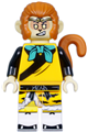 Monkey King with a bright light orange robe adorned with black animal stripes and a dark turquoise bandana - mk132
