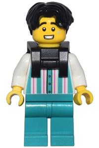 Lee Panda Store Owner Minifigure - Panda store owner Lee with a black neck bracket - mk140