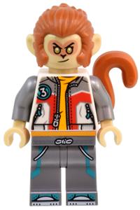 Monkey King Minifigure - Monkey King with a white jacket and flat silver legs - mk171