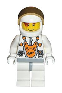 Mars Mission Astronaut with Helmet and Red-Brown Hair over Eye and Stubble mm008