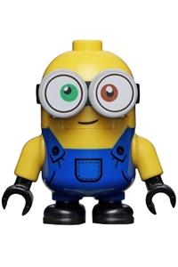 Minion Bob Minifigure - Bob the Minion wearing blue overalls with no eyelids - mnn013
