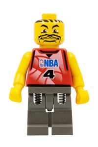 NBA Player Number 4 Minifigure - NBA player wearing number 4 with dark gray legs - nba030