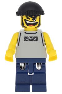 Basketball Street Player Minifigure - Street basketball player with a light gray torso and dark blue legs - nba032