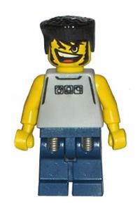 Basketball Street Player Minifigure - Street basketball player with a light gray torso and black legs - nba056