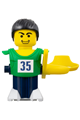 McDonald's sports basketball player with a green torso, dark blue base, and stickers - nba058s