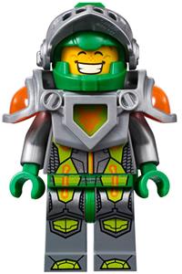 Aaron Minifigure - Aaron with flat silver visor, clip and curved slope and tow ball on back - nex004