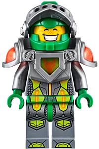 Aaron Minifigure - Aaron with a flat silver visor and clip-on back - nex064