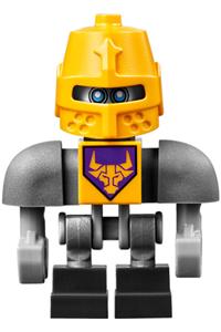 Axl Bot with dark bluish gray shoulders and yellow helmet nex094