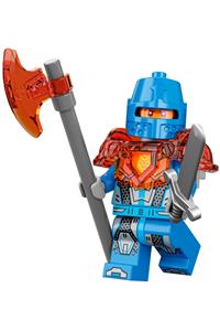 Nexo Knight Soldier with trans-neon orange armor and blue helmet With Eye Slit, Clip on Back nex111