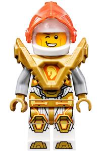 Lance Minifigure - Lance wearing pearl gold armor with a trans-neon orange visor - nex141