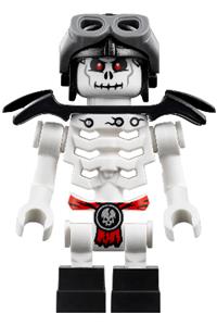 Frakjaw - Minifigure - Frakjaw with red shoulder spikes, wearing armor, an aviator cap, and goggles - njo030