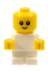 Baby Minifigure - Baby with a white body, yellow hands, and a head with neck - njo0446