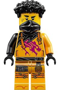 Arin Minifigure - Arin with hair and bandana wearing a shirt with a magenta dragon - njo0972