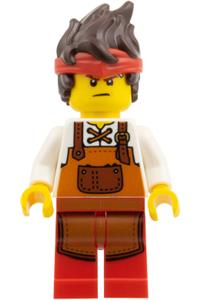 Kai Blacksmith Minifigure - Kai the blacksmith wearing a dark orange apron - njo1008