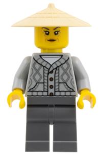Mystake Minifigure - Mistake wearing a light bluish gray sweater and a conical hat - njo1012