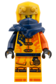Arin wearing a shirt with dark blue and reddish orange dragons and a hood with horns - njo1031