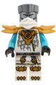 Zane with a white mask and wide pearl gold shoulder armor - njo1033