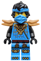 Nya from Dragons Rising wearing a tunic with a dragon head, hair, and wide pearl gold shoulder armor - njo1036