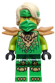 Lloyd from Dragons Rising wearing a tunic with a dragon head, wide pearl gold shoulder armor, and hair - njo1041