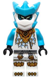 Zane Dragons Rising Minifigure - Zane from Dragons Rising wearing a tunic with a dragon head and a helmet - njo1080