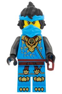 Nya Dragons Rising Minifigure - Nya (Dragons Rising) with a tunic with a dragon head, hair, and a belt scabbard - njo1089