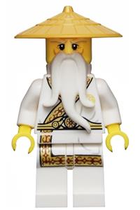 Wu Sensei Minifigure - Wu Sensei wearing a gold trimmed outfit from the Secret World of the Ninja book - njo180