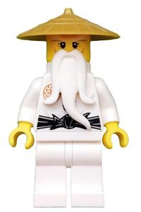 Wu Sensei Minifigure - Wu Sensei wearing a pearl gold hat - njo225