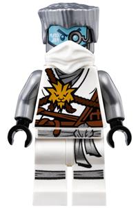 Zane Minifigure - Zane (Honor Robe) wearing a white mask and hair from the Day of the Departed theme - njo266
