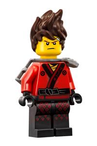 Kai Minifigure - Kai from The LEGO Ninjago Movie with hair and a flat silver katana holder - njo317