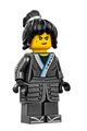 Nya from The LEGO Ninjago Movie with cloth armor skirt, hair, and a crooked smile/scowl - njo321