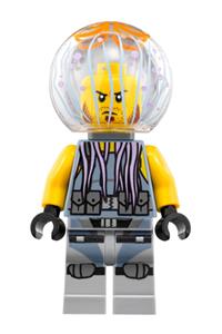 Jelly Minifigure - Jelly with a dark red beard, dark bluish gray neck bracket, and trans-medium blue round plate - njo352