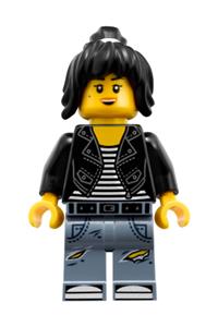 Nya Minifigure - Nya wearing a high school outfit with a leather jacket and jeans - njo355