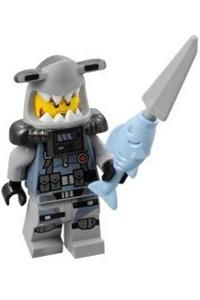 Hammer Head Minifigure - LEGO minifigure with a hammer head piece, a dark red beard, and small knee plates - njo366