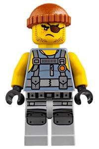 Shark Army Thug Minifigure - Shark Army Thug wearing a tank top and large knee plates - njo380
