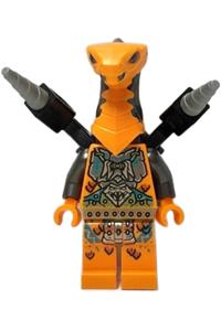 Cobra Mechanic Minifigure - Cobra mechanic with a snake head breastplate and drills - njo789