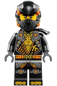 Cole Minifigure - Cole from Dragons Rising wearing a tunic with shoulder armor, head wrap, and scabbard - njo936