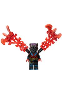 Lord Ras Minifigure - Lord Ras with dark pink markings, red muscles, and energy claws - njo944