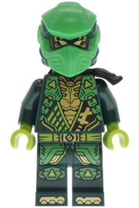 Lloyd Dragons Rising Minifigure - Lloyd from Dragons Rising with a tunic featuring shoulder armor, head wrap, and a scabbard - njo959