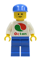 Minifigure with Octan logo wearing white logo cap and blue legs - oct052