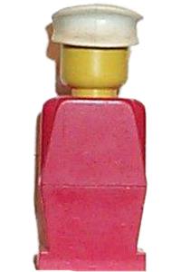 Legoland Figure White Hat - Legoland figure with red torso and legs, wearing a white hat - old002