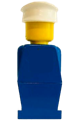 Legoland figure with a white hat, blue torso, and blue legs - old008